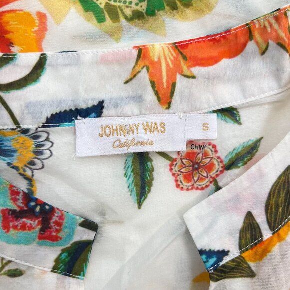 NWOT Johnny Was Ardella Silk Blend Maxi Dress/Cover up Floral Puff Sleeve Size S - Picture 11 of 14